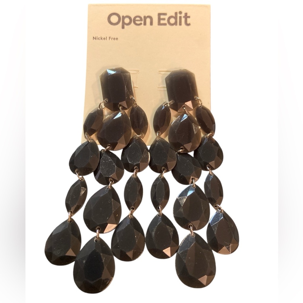 NWT Open Edit Chandelier Earrings Gray Rhodium Nordstrom